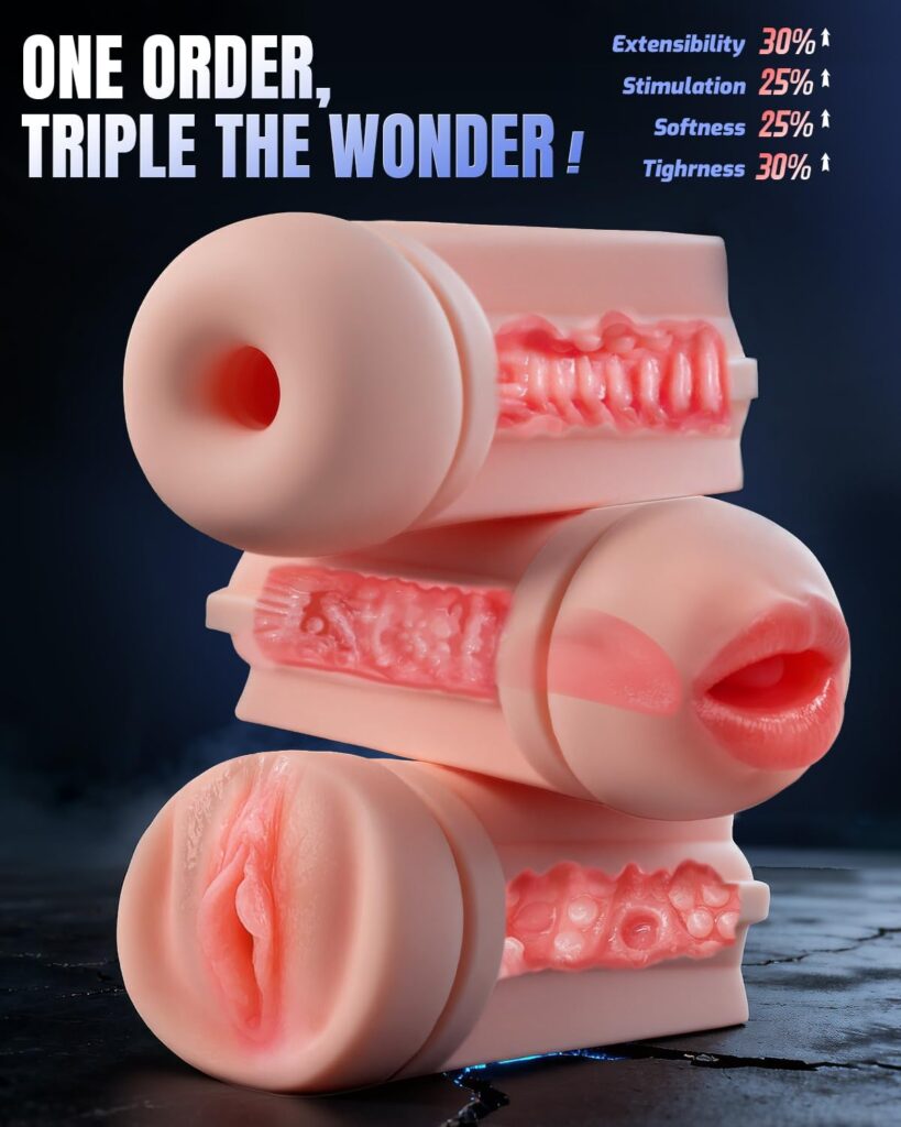 3 Sleeves Masturbator Sex Toys Pocket Pussy