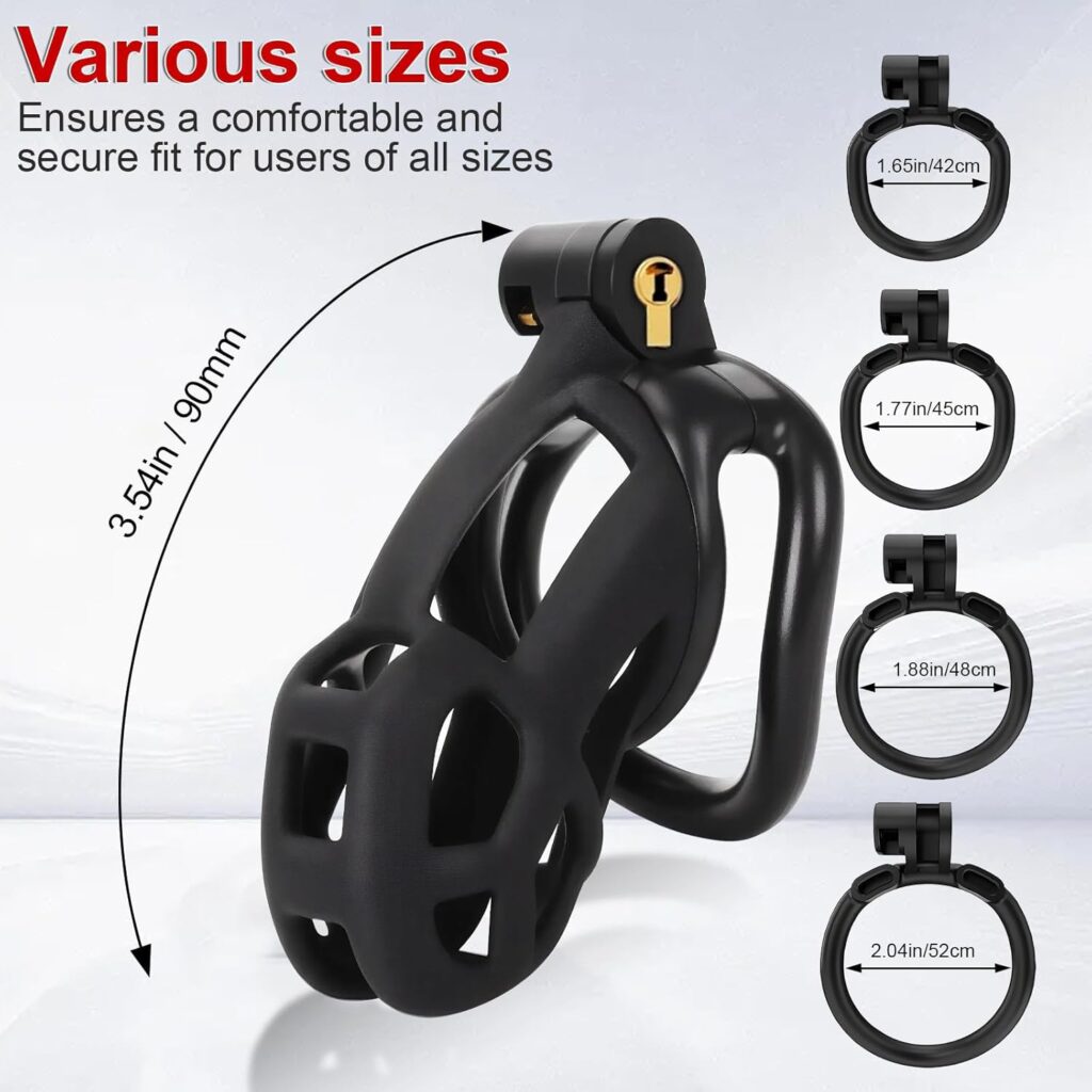 Buy Male Chastity Cage Sex Toy with 4 Size Rings