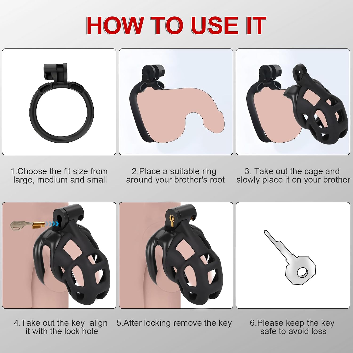 Male Chastity Cage Sex Toy with Elastic Belt